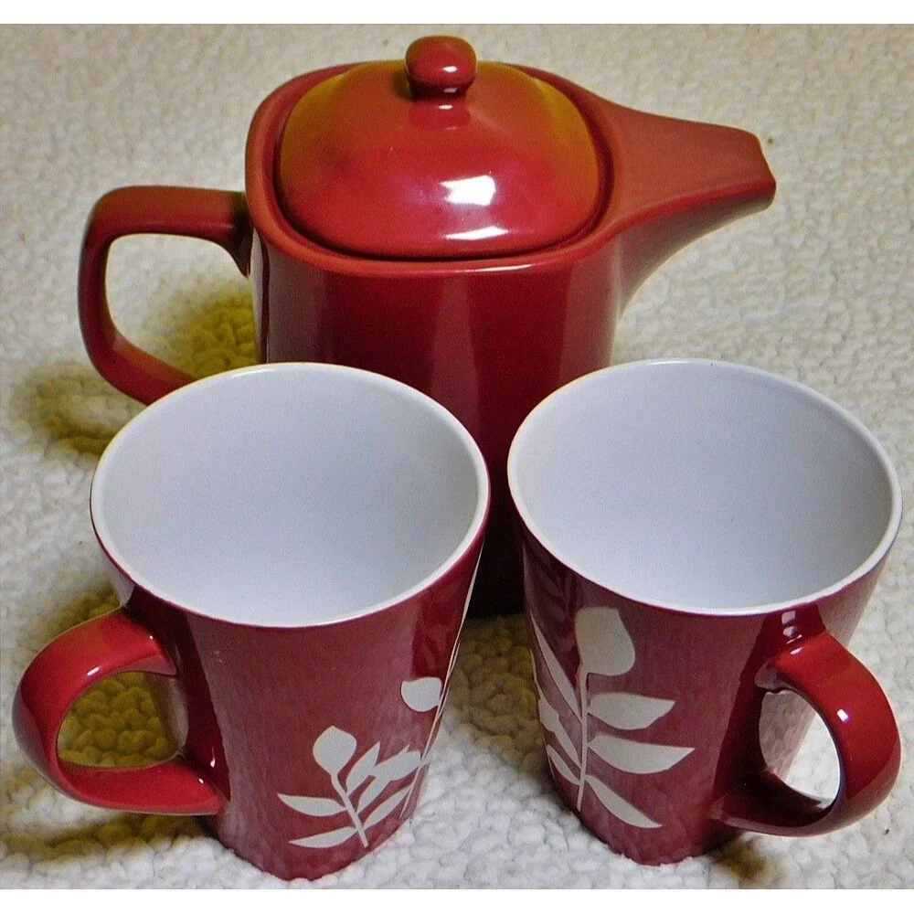 California Pantry Red Fern Tea Set